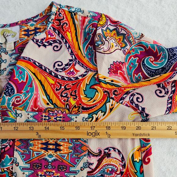 Fig & Flower Anthropologie Boho Paisley Tunic Dress Medium Colorful Spring Artsy - Picture 15 of 16